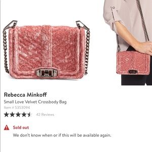 Rebecca Minkoff pink velvet crossbody